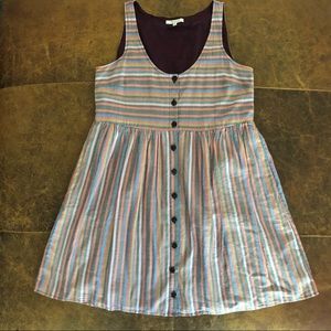 EUC Madewell Scoopneck Tank Dress Rainbow Stripe S